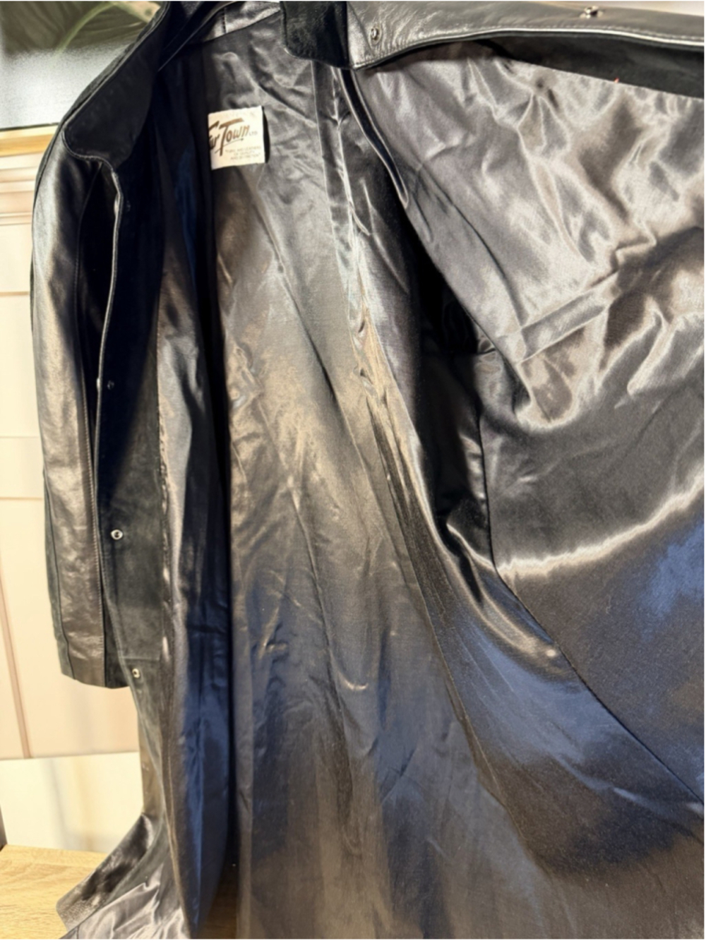 Fur Town Black Genuine Soft Leather With Suede Stripe Women's Coat size L - Picture 11 of 14